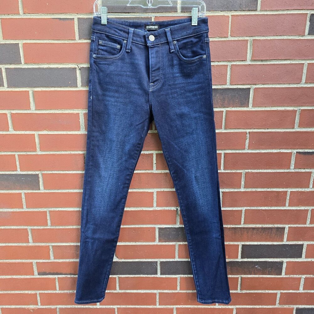 Express Mens Denim Jeans Skinny 29x32 Cotton Blend Dark Wash Stretchy